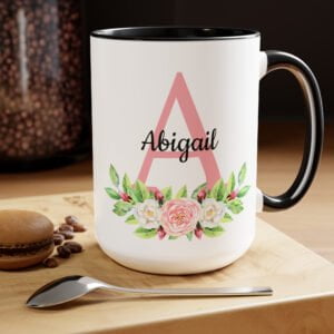 Monogram Mug Personalized Name Floral Coffee Cup
