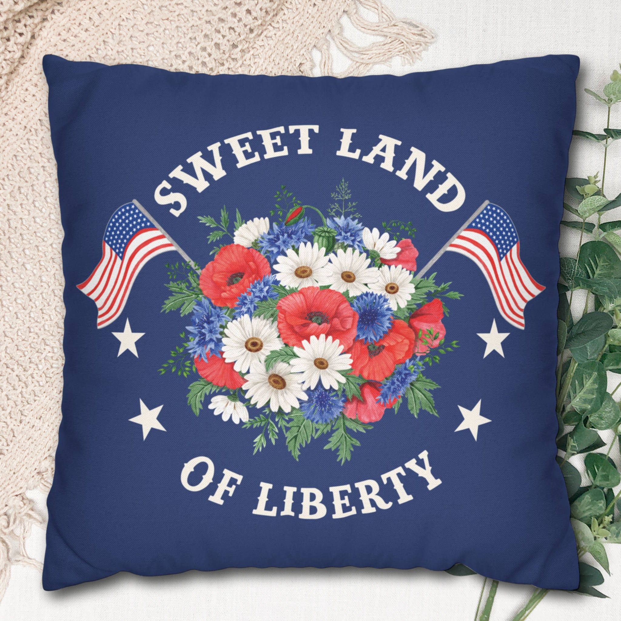 Sweet Land Of Liberty Pillow Cover 4TH Of July Patriotic Decor