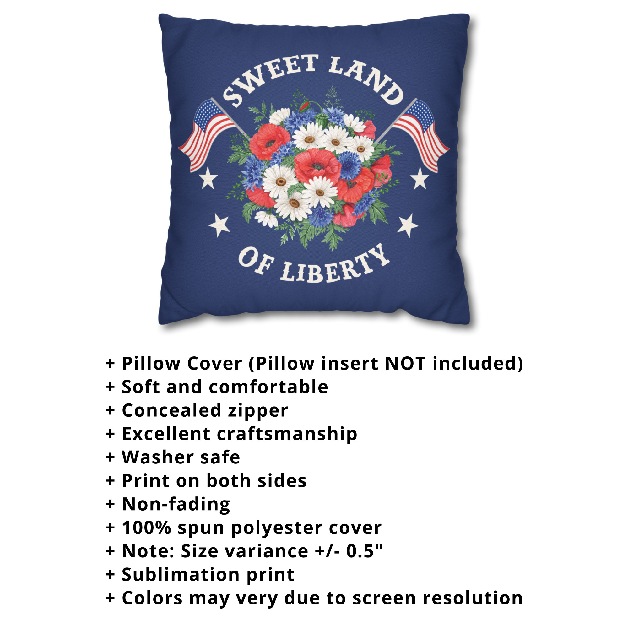 Sweet Land Of Liberty Pillow Cover 4TH Of July Patriotic Decor