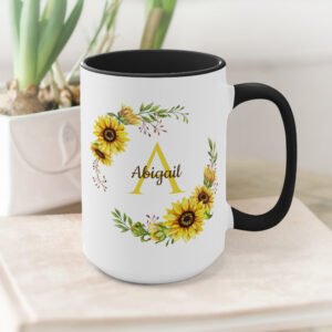 Sunflower Coffee Mug Personalized Monogram Gift